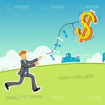 Abstract Businessman with Dollar Symbol Kite